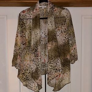 Sheer Animal-Print Chiffon Draped Tunic - Olive Multi